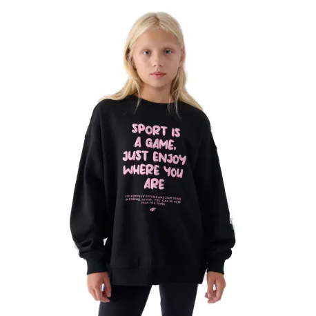 Dievčenská mikina 4F JUNIOR SWEATSHIRT-JWAW24TSWSF1214-20S-DEEP BLACK