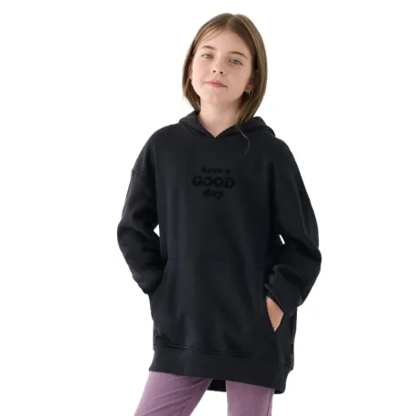 Dievčenská mikina s kapucňou 4F JUNIOR SWEATSHIRT-JWAW24TSWSF1218-20S-DEEP BLACK