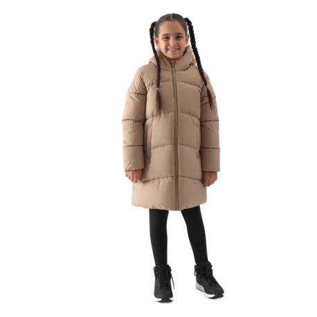 Dievčenská bunda 4F JUNIOR DOWN JACKET-JWAW24TDJAF455-83S-BEIGE