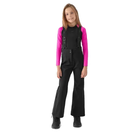 Dievčenské lyžiarske softshellové nohavice 4F JUNIOR TROUSERS FNK-JWAW24TFTRF661-20S-DEEP BLACK
