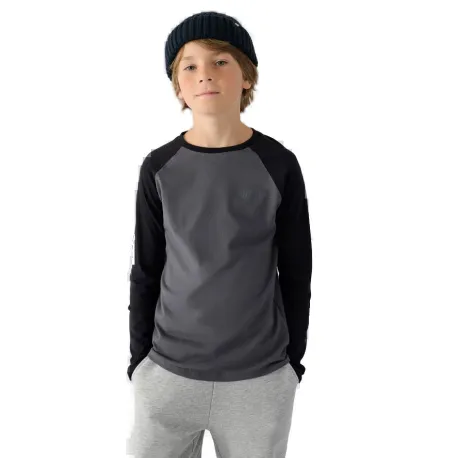 Chlapčenské tričko s dlhým rukávom 4F JUNIOR LONGSLEEVE-JWAW24TLONM293-22S-ANTHRACITE