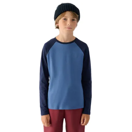 Chlapčenské tričko s dlhým rukávom 4F JUNIOR LONGSLEEVE-JWAW24TLONM293-32S-DENIM