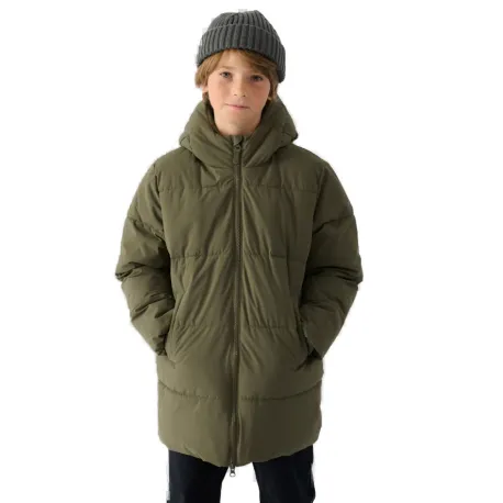 Chlapčenská bunda 4F JUNIOR DOWN JACKET-JWAW24TDJAM464-43S-KHAKI