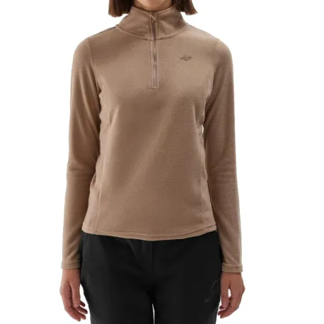 Dámska lyžiarska flisová mikina 4F FLEECE UNDERWEAR-WAW24UFLEF048-82S-LIGHT BROWN