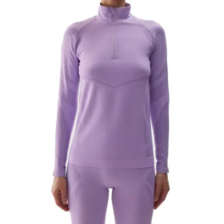 Dámska zateplená lyžiarska mikina s 1 2 zipsom 4F SEAMLESS UNDERWEAR-WAW24USEAF160-52S-LIGHT VIOLET