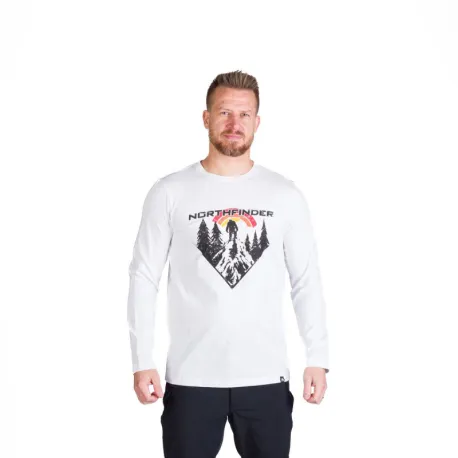 Pánske turistické tričko s dlhým rukávom NORTHFINDER CLAIR-377white