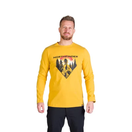 Pánske turistické tričko s dlhým rukávom NORTHFINDER CLAIR-314goldenyellow