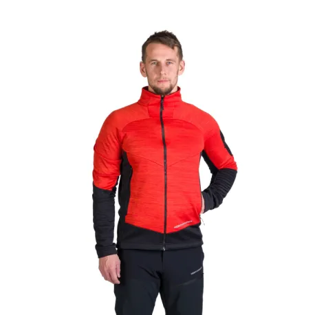 Pánska zateplená turistická mikina so zipsom NORTHFINDER GIACOMO-361redblack