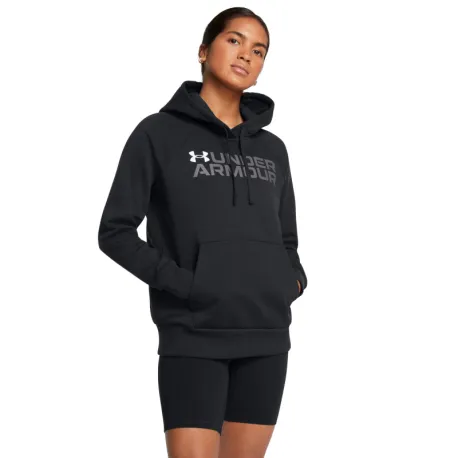 Dámska zateplená mikina s kapucňou UNDER ARMOUR Rival Fleece Wordmark Hoodie-BLK