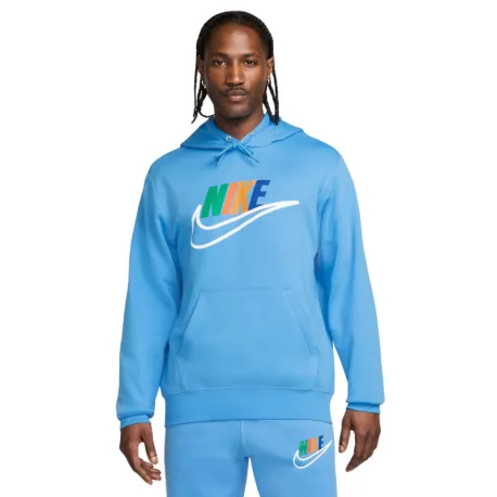 Pánska zateplená tréningová mikina s kapucňou NIKE M NK CLUB BB HDY FUTURA BLOCK-412 UNIVERSITY BLUE