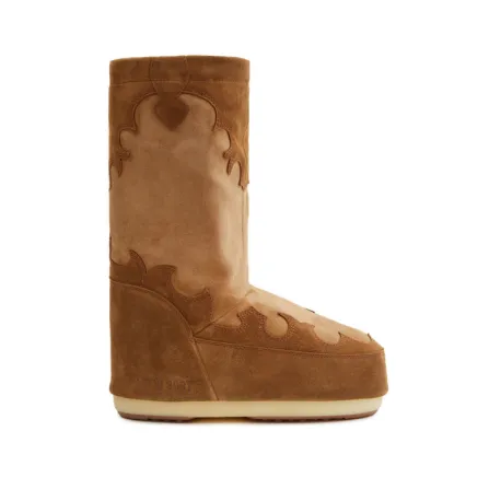 Vysoké zimné topánky MOON BOOT RESORT COL. MB ICON SUEDE EMBROIDERY-M008 COGNAC