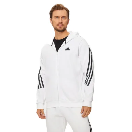 Pánska mikina so zipsom ADIDAS M FI 3S FZ-JJ4158-White