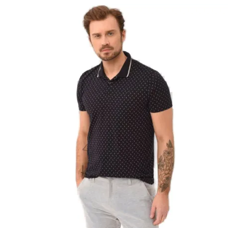 Pánske polo tričko s krátkym rukávom VOLCANO CARO-600-NAVY