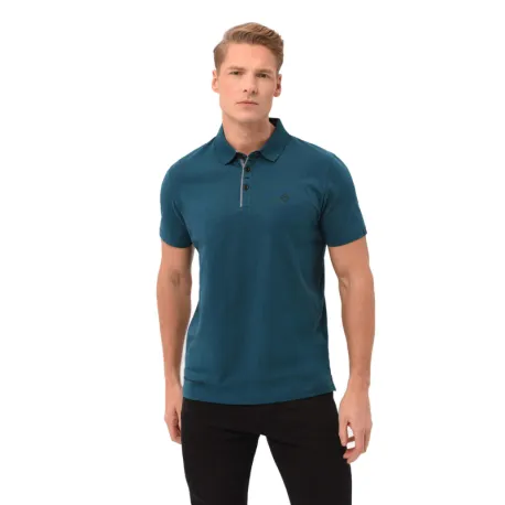 Pánske polo tričko s krátkym rukávom VOLCANO NIKOS-603-TURQUOISE