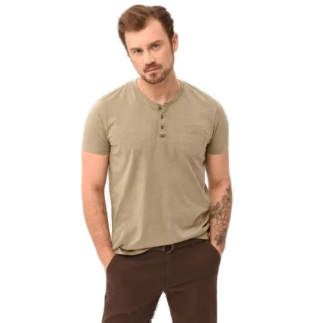 Pánske tričko s krátkym rukávom VOLCANO WARREN-102-BEIGE