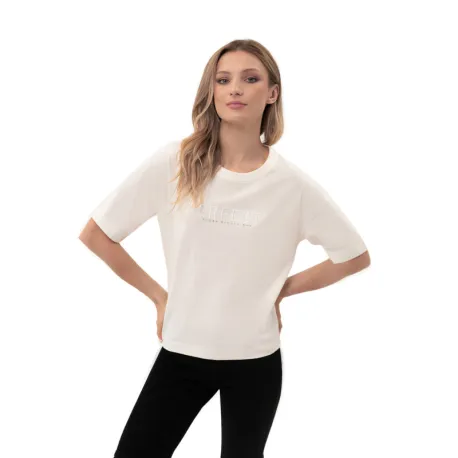 Dámske tričko s krátkym rukávom VOLCANO PERFECT-101-CREAM