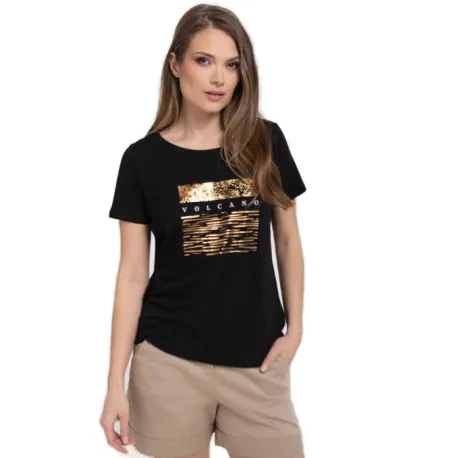 Dámske tričko s krátkym rukávom VOLCANO QUEEN-700-BLACK