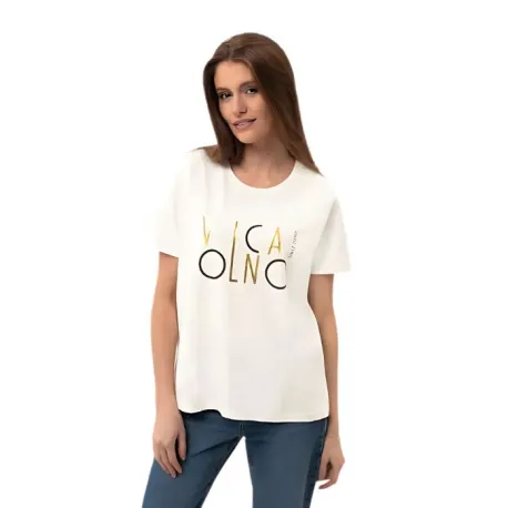 Dámske tričko s krátkym rukávom VOLCANO MADAME-101-CREAM