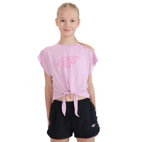 Dievčenské tréningové tričko s krátkym rukávom 4F JUNIOR TSHIRT FNK F1184-56S-LIGHT PINK