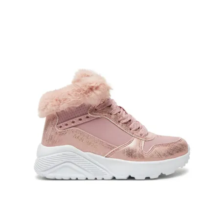 Dievčenské členkové zimné topánky SKECHERS Uno Lite Comfurt Collar mauve