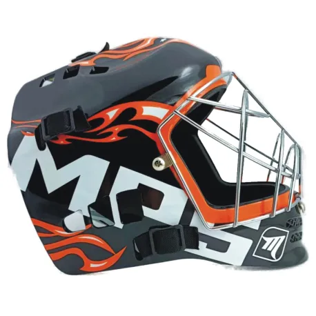 Florbalová maska MPS PRO FLAME - Black Orange Chrome