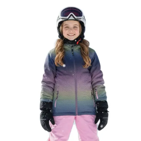 Dievčenská lyžiarska bunda COLOR KIDS Ski Jacket - AOP -4213-Bonbon