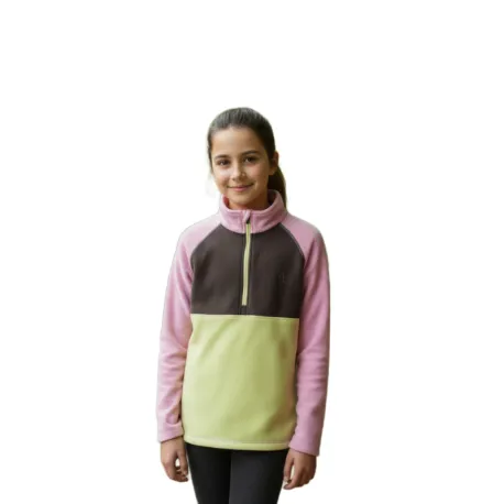 Dievčenská lyžiarska flisová mikina COLOR KIDS Fleece Pulli - Colorblock-4213-Bonbon