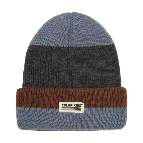 Detská zimná čiapka COLOR KIDS Beanie W. Wool & Contrast-7842-Stormy Weather