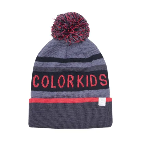 Detská zimná čiapka COLOR KIDS Hat - Logo CK-6915-Graystone