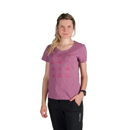 Dámske turistické tričko s krátkym rukávom NORTHFINDER CANDICE-523rosewine