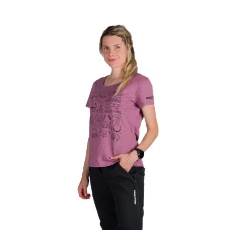 Dámske turistické tričko s krátkym rukávom NORTHFINDER AMIE-523rosewine