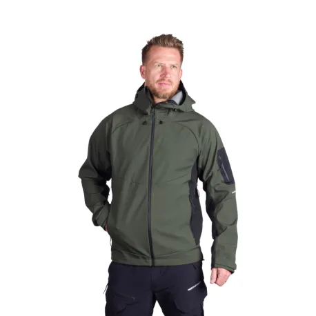 Pánska turistická softshellová bunda NORTHFINDER BRIO-550blackdarkgreen