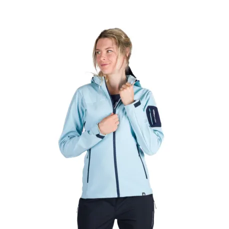 Dámska turistická softshellová bunda NORTHFINDER ANGIE-368skyblue