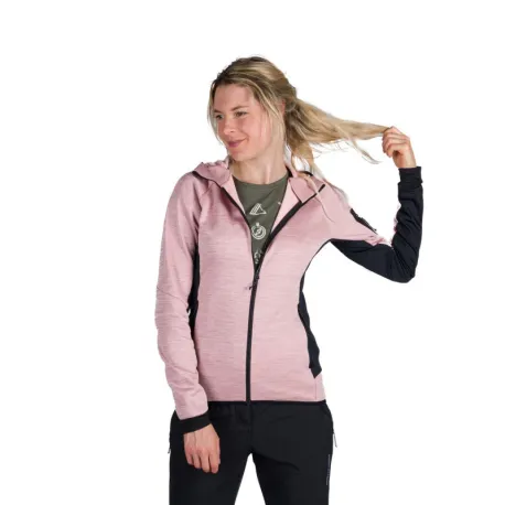 Dámska turistická mikina so zipsom NORTHFINDER COLEEN-521roseblack