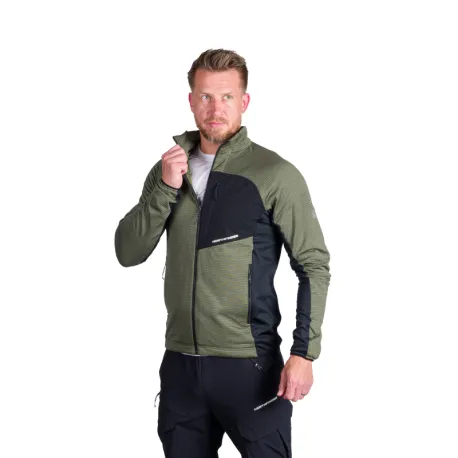 Pánska turistická mikina so zipsom NORTHFINDER PRIMO-409greenblack