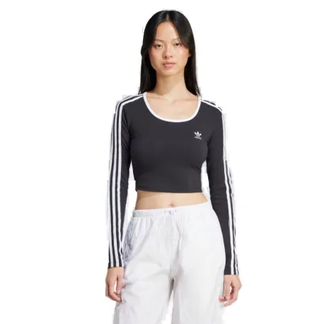 Dámske tričko s dlhým rukávom ADIDAS ORIGINALS 3S LS CROP-BLACK