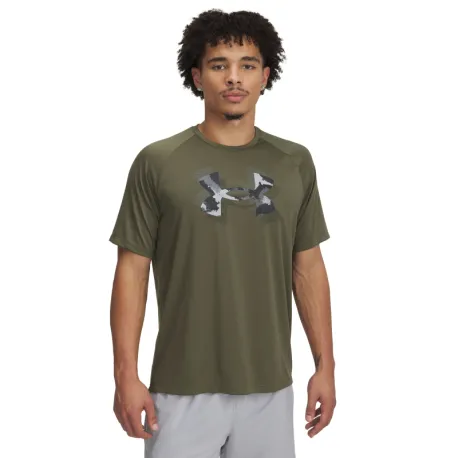 Pánske tréningové tričko s krátkym rukávom UNDER ARMOUR UA M TECH PRINT FILL SS-GRN