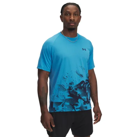Pánske tréningové tričko s krátkym rukávom UNDER ARMOUR UA M TECH FADE SS-BLU