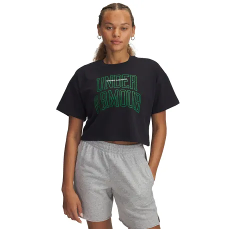 Dámske tričko s krátkym rukávom UNDER ARMOUR UA W VARSITY MIX HW SS CROP-BLK