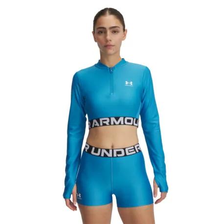 Dámske tréningové tričko s dlhým rukávom UNDER ARMOUR HeatGear Rib 1 4 Zip LS-BLU