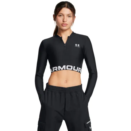 Dámske tréningové tričko s dlhým rukávom UNDER ARMOUR HeatGear Rib 1 4 Zip LS-BLK