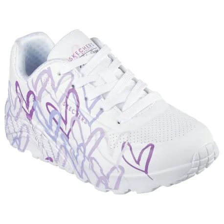 Dievčenská rekreačná obuv SKECHERS Uno Lite Spread The Love K white light purple