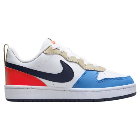 Chlapčenská rekreačná obuv NIKE Court Borough Low Recraft Jr white light crimson blue beyond thunder blue