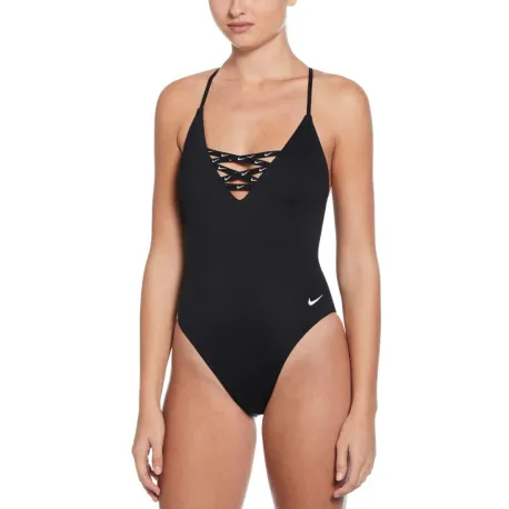 Dámske plavecké jednodielne plavky NIKE SWIM SNEAKERKINI 2.0 BLACK-BLACK