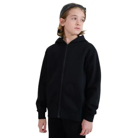 Chlapčenská zateplená mikina so zipsom 4F JUNIOR SWEATSHIRT M1859-4FJWMM00TSWSM1859-20S-DEEP BLACK