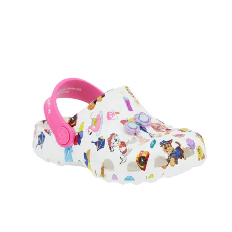Dievčenské kroksy (rekreačná obuv) COQUI Little Frog Paw Patrol + Amulet K white light fuchsia