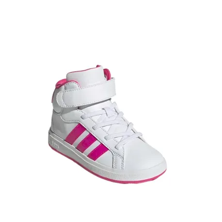 Dievčenská rekreačná obuv ADIDAS Grand Court Mid K cloud white shock pink grey two