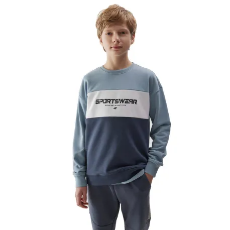 Chlapčenská mikina 4F JUNIOR SWEATSHIRT-JWSS24TSWSM0923-34S-LIGHT BLUE