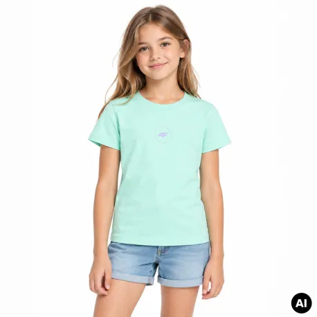Dievčenské tričko s krátkym rukávom 4F JUNIOR TSHIRT-JWSS24TTSHF1111-47S-MINT