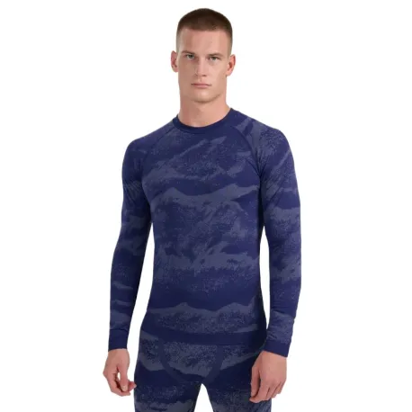 Pánske termo tričko s dlhým rukávom 4F SEAMLESS UNDERWEAR M227-WAW25USEAM227-32A DENIM ALLOVER